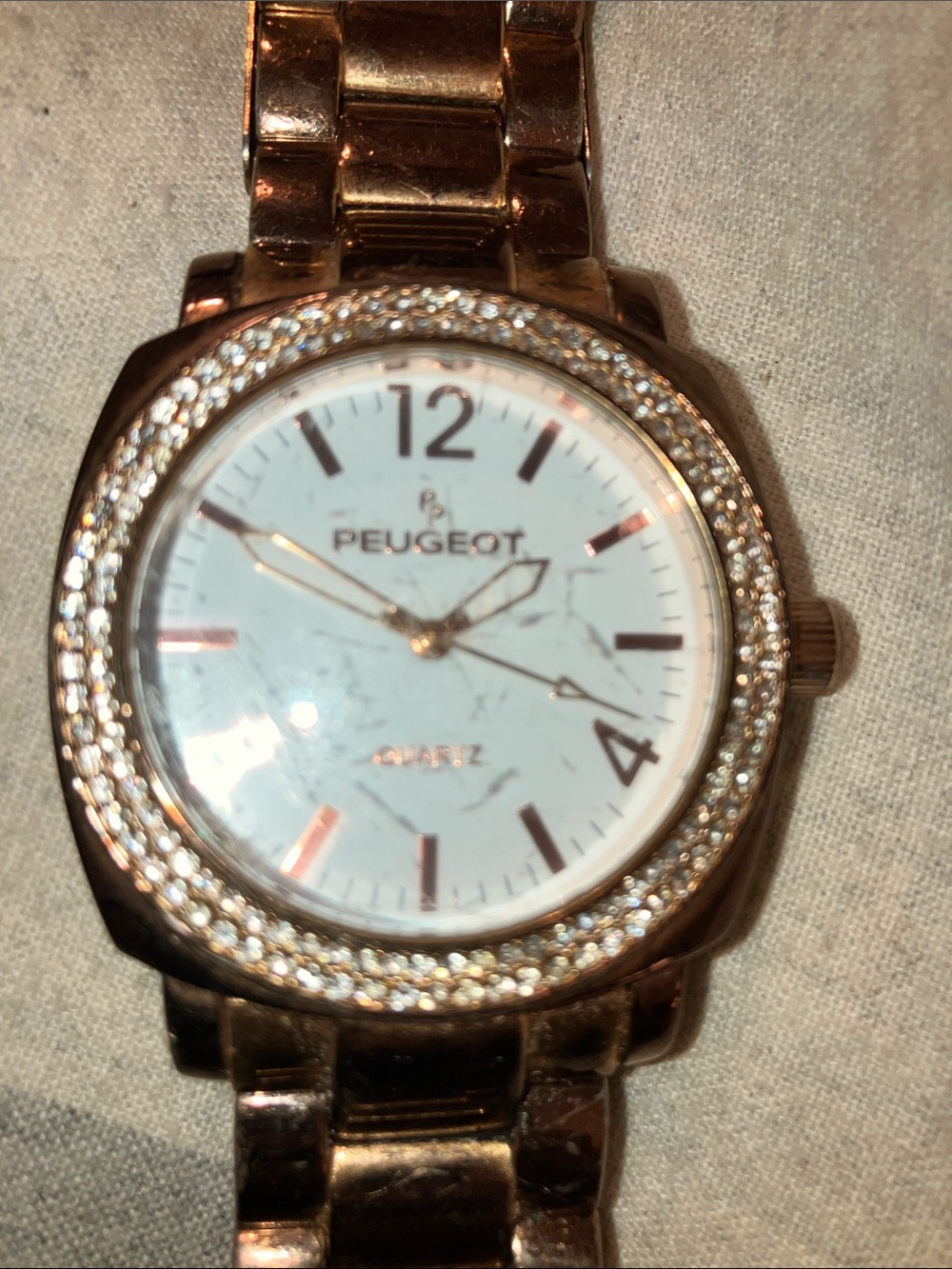 Peugeot Rose Gold and White Watch with Pink Accents and Crystal Bezel - Picture 3 of 8